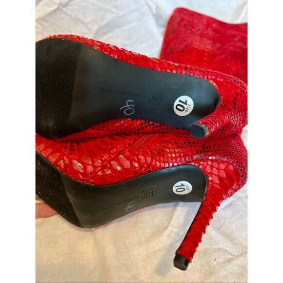 I.N.C. Rajel faux leather snake print knee-high boots / RED - Picture 6 of 8